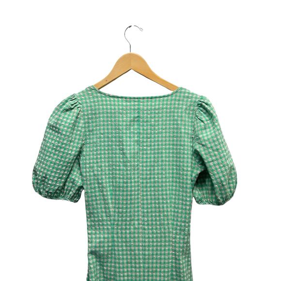 NWT Zara Gingham Cut Out Front Midi Dress in Green Women’s Size XS - Picture 7 of 10